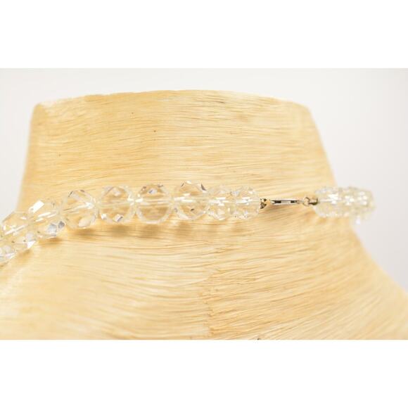 Vintage Clear Glass Crystal Necklace Faceted Beaded Sparkling Chunky 60s Bin2C - Picture 11 of 12